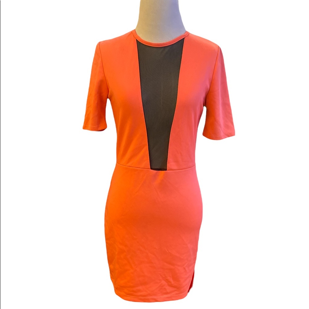 Body Con Orange and Black Dress